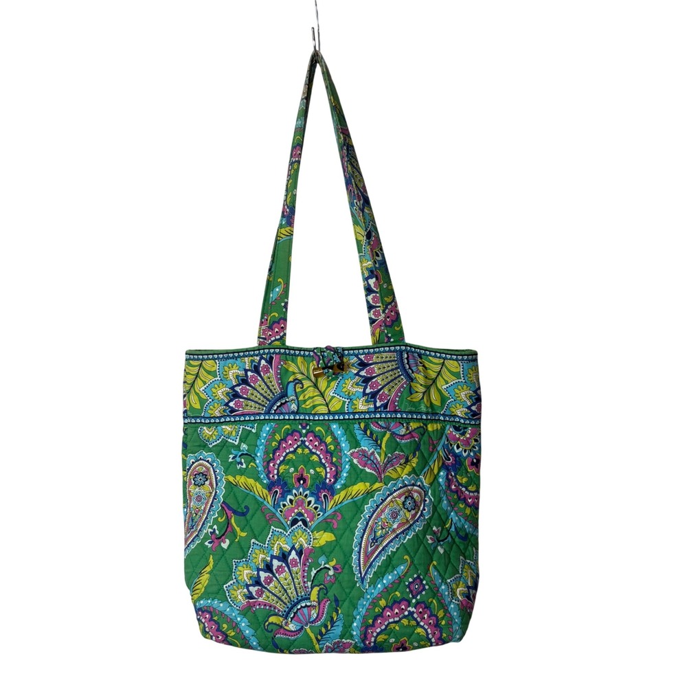 Vera Bradley Emerald Paisley Green Tote Shoulder Bag Retired Pattern
